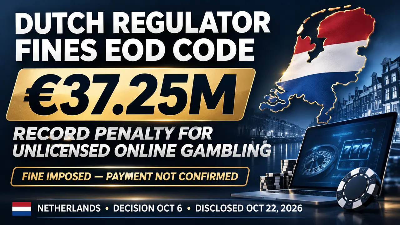 Dutch KSA Fines EOD Code €37.25 Million in Record Unlicensed Gambling Case