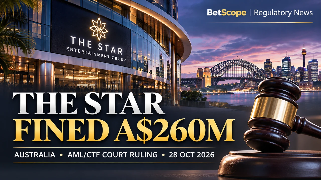 The Star Fined A$260 Million as Australian Court Finds Serious AML/CTF Breaches — BetScope editorial illustration